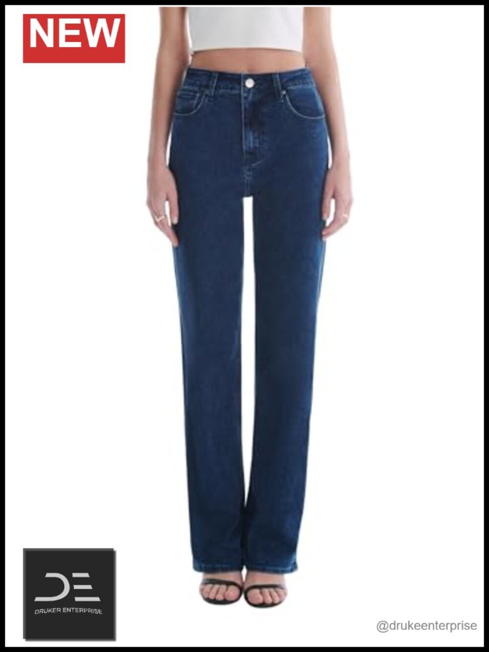 Women's High Waisted Straight Leg Stretchy Jeans Trendy Wide Leg Casual Fit